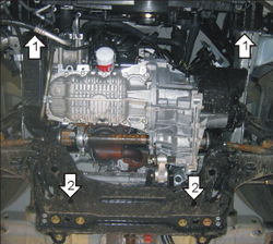 Защита картера Двигателя, КПП. 2 мм, Сталь. для Ford Fusion 2002-2006, Mazda 2 2003-2005, Ford Fusion 2006-2012, Ford Fiesta 2001-2008, Mazda Demio 2003-2005 MOTODOR.00714