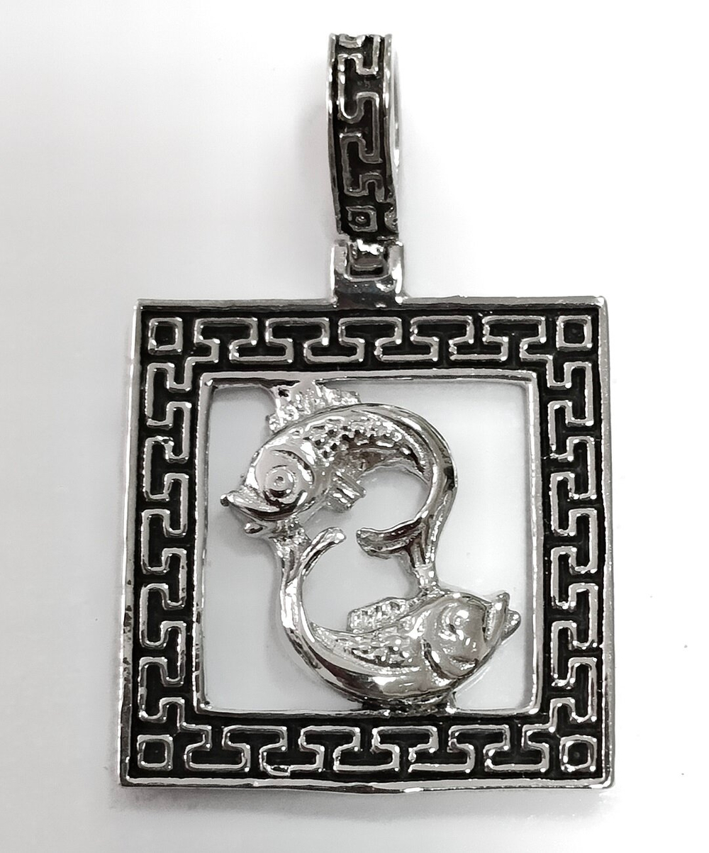 Подвеска Эстерелла "Рыбы", серебро 925, родированная, с чернением, средний вес 3,12 г