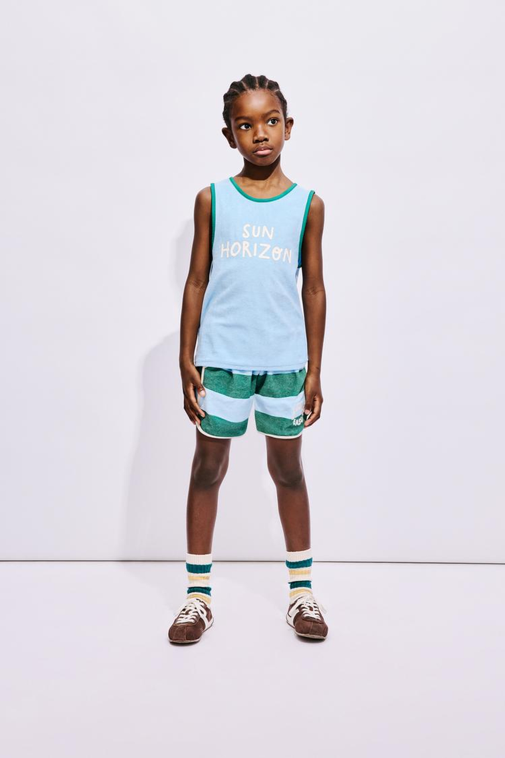 ZARA ШОРТЫ ИЗ МАХРОВОЙ ТКАНИ В ПОЛОСКУ, ГОЛУБОЙ