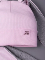 Шапка для девочек осенняя, с ушками розовая