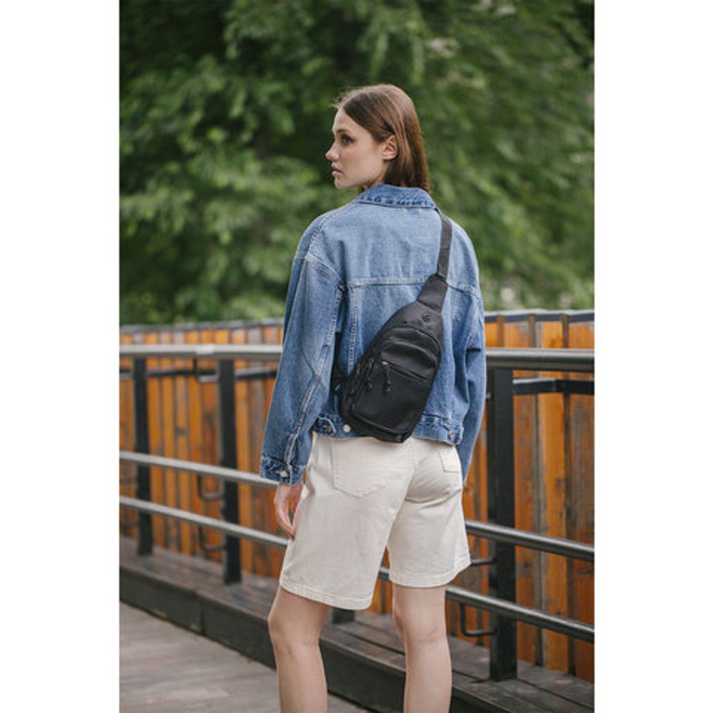 Рюкзак однолямочный HEIKKI PROMPT (ХЕЙКИ), 2 отделения, черный, 30х16х6 см, 273926