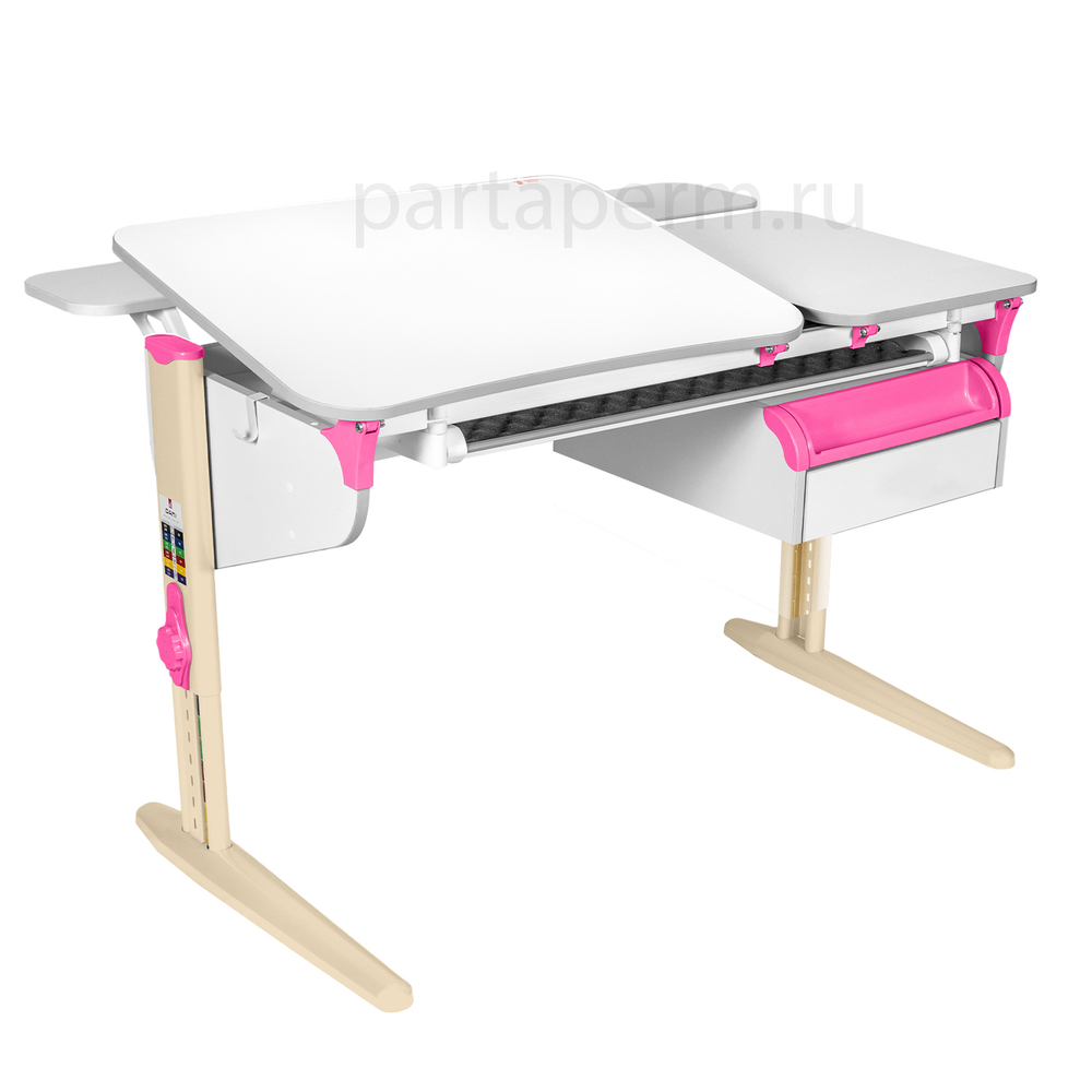 Растущая парта Дэми СУТ 45 с лотком и тумбой ТСН.04 с полками СУТ.45.350 (1200×820 мм)