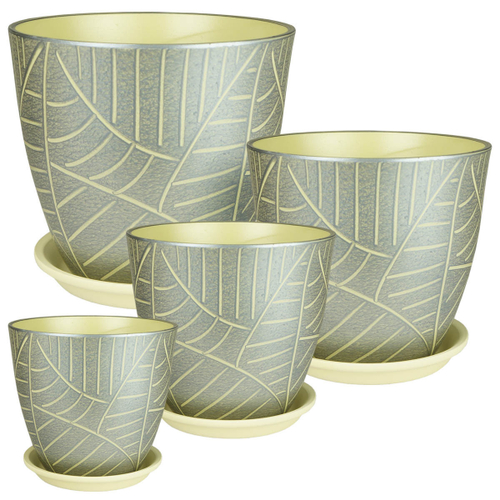 КАШПО САДЫ АУРИКИ РОСПИСЬ РС160 БУТОН КЕРАМИКА V-1,0Л;2,0Л;3,8Л;5,4Л КОМПЛ 4ШТ СЕРЕБРО