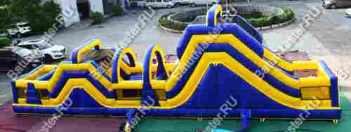 Надувная полоса препятствий "Веселый забег" 15*3*4 м, жёлто-синий