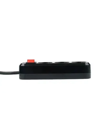 Сетевой фильтр Гарнизон с базовой защитой с заземлением с выключателем 3 розетки, 16А, 7 метров черный EPB-G3-16-B-7