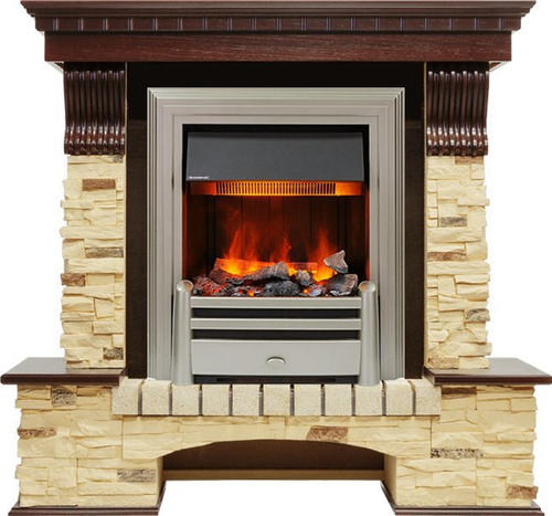 Каминокомплект Pierre Luxe угловой - Темный дуб / Сланец (Высота 1005мм) с очагом Chesford