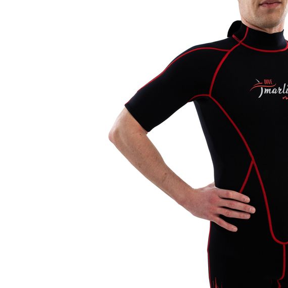 Гидрокостюм Marlin Malibu Shorty Man черно-красный 2,5 мм