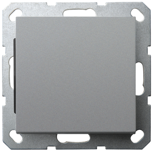 Выключатель одноклавишный 10A 250V~ с накладкой, цвет Алюминий