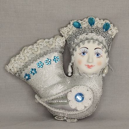 Ёлочная игрушка Птица Гамаюн серебристая