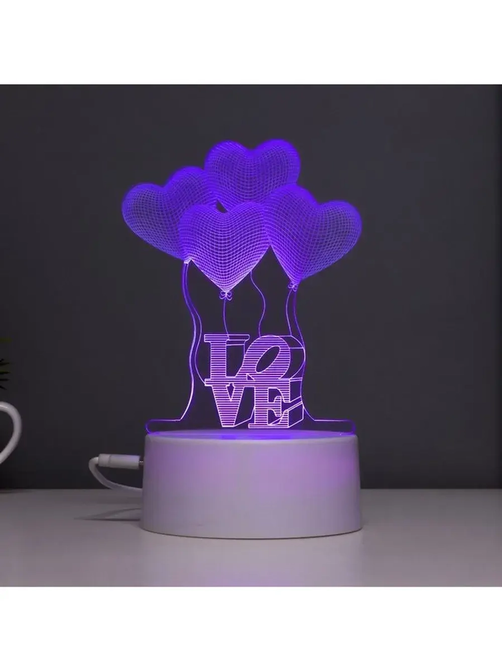 Светильник сенсорный «Четыре сердца» LED 7 цветов USB/от бат