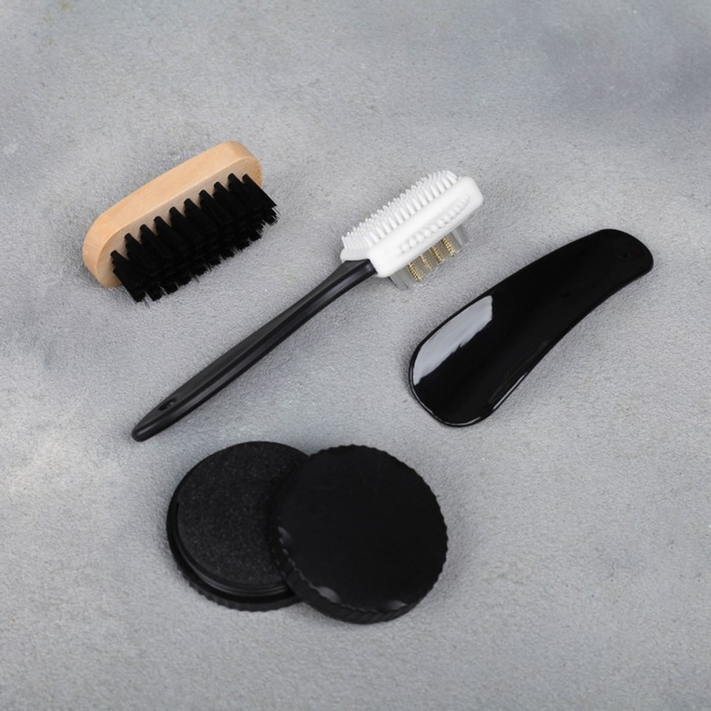 Подарочный набор дорожный для обуви «100% мужик»: щётка 2 шт., губка, лопатка