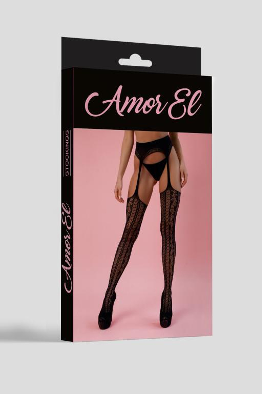 Ажурные чулки с поясом (Размер: S-M-L) (Цвет: черный)