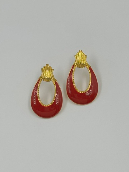 Серьги с красной эмалью