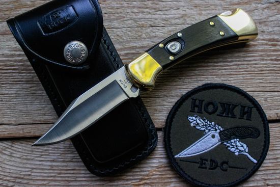Складной нож Автоматический BUCK 0112BRSA 112 Auto Knife c клинком из стали 420HC, рукоять дерево (Эбен)