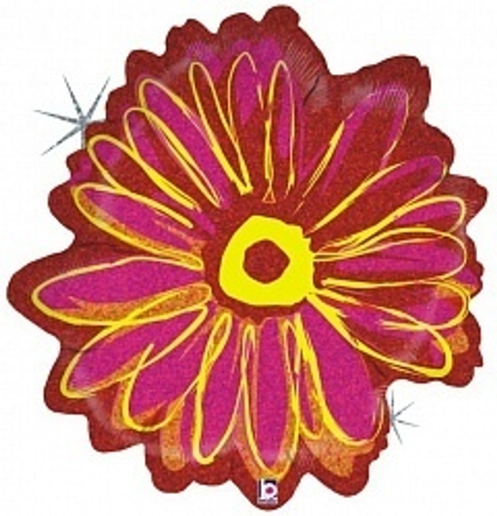 Б Фигура Цветок Розовый Голография 23"/58 см