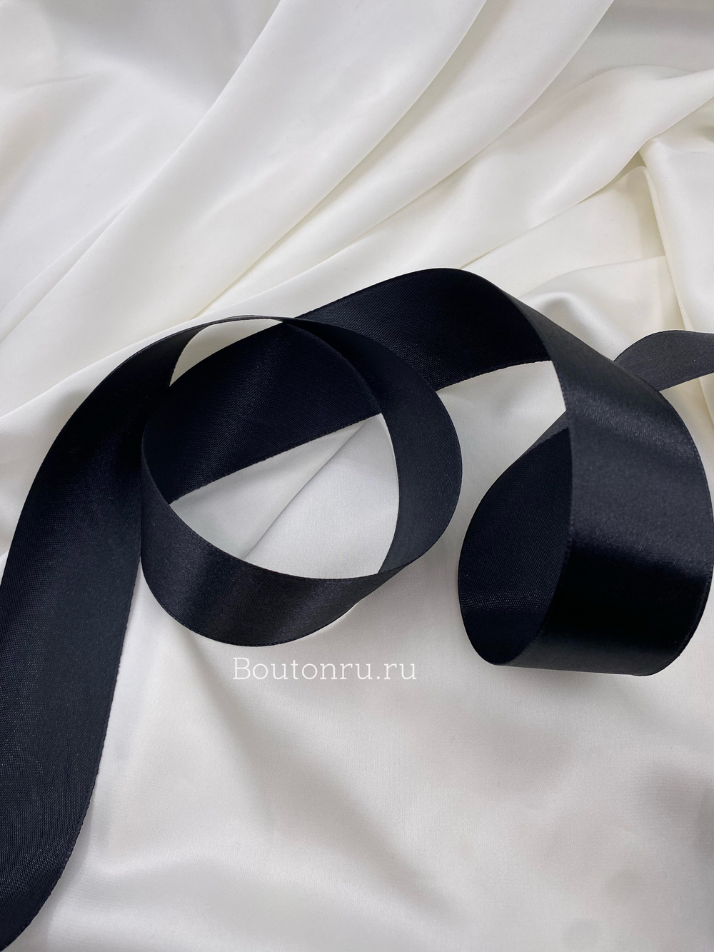 Лента атласная черная 4 см