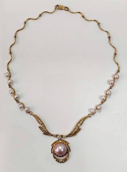 Колье Эстерелла золото 750, жемчуг, бриллианты