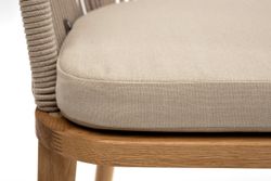 "Лион" стул плетеный из роупа, основание дуб, роуп бежевый круглый, ткань бежевая 035