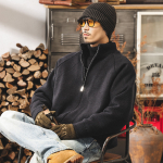 Вязаный шерстяной морозостойкий теплый пуховик для мужчин.