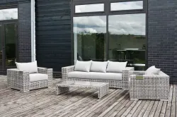 "Тито" лаунж-зона из искусственного ротанга, цвет серый