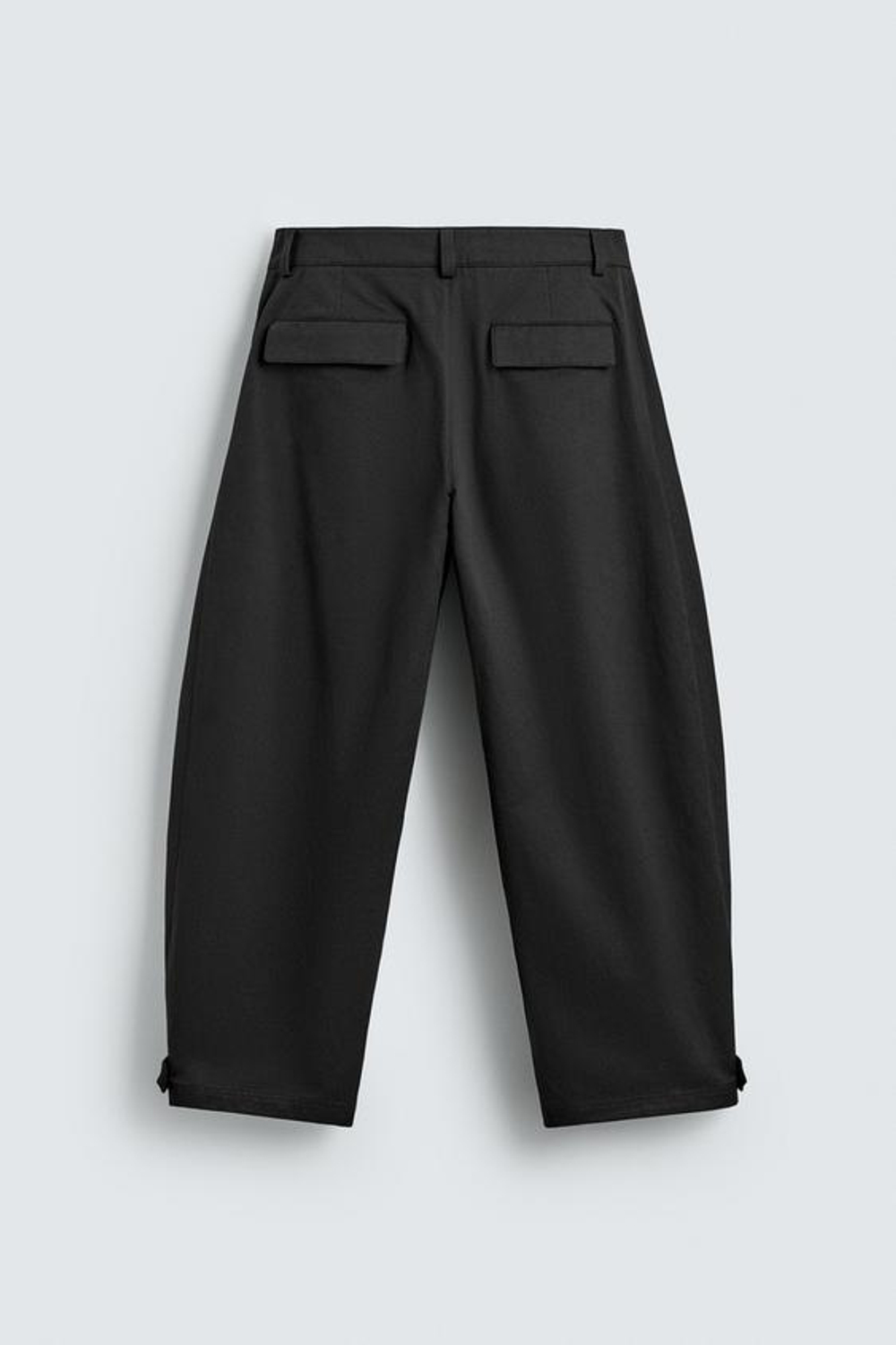 ZARA БРЮКИ RELAXED FIT С РЕГУЛИРУЕМЫМ НИЗОМ, ЧЕРНЫЙ