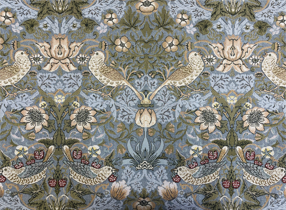 Гобеленовая ткань Воришки серо-голубой фон 175 см