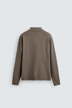 ZARA МЯГКОЕ ТРИКОТАЖНОЕ ПОЛО, СЕРОВАТО-КОРИЧНЕВЫЙ