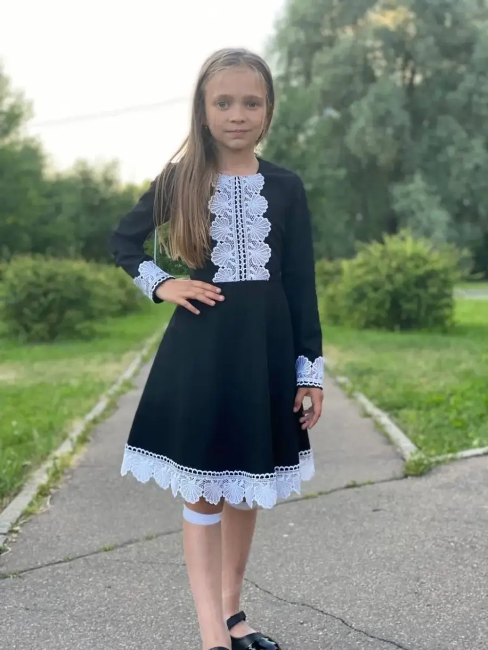 Платье школьное с длинным рукавом