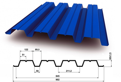 Профнастил Н60-РЕ 0,4 окрашенный
