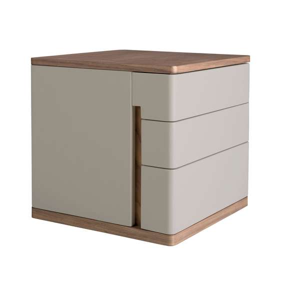 Прикроватная тумбочка 7166/MB2320NS из серого лака и шпона ореха