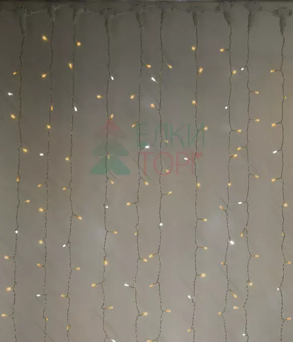 Светодиодный занавес с белым бликующим диодом 2*3 м, 220V., 600 теплых белых LED ламп, прозрачный ПВХ, Beauty Led (PCL600BLW-10-2WW)