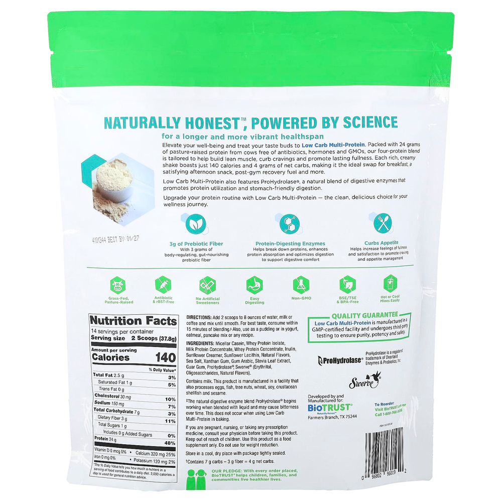 BioTRUST, низкоуглеводный, мультипротеиновый комплекс, со вкусом ванильного крема, 529 г (1,16 фунта)