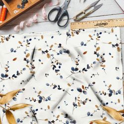 Ткань футер 2-х нитка веточки эвкалипта