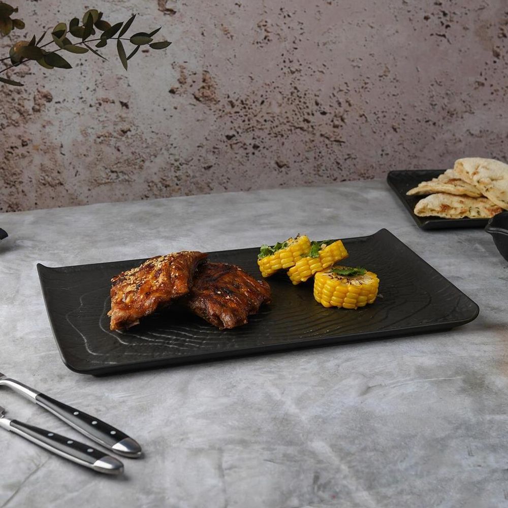 Блюдо прямоугольное 33,5*20,5 см с бортами Side Up2 Black Raw Wood P.L. Proff Cuisine [2]