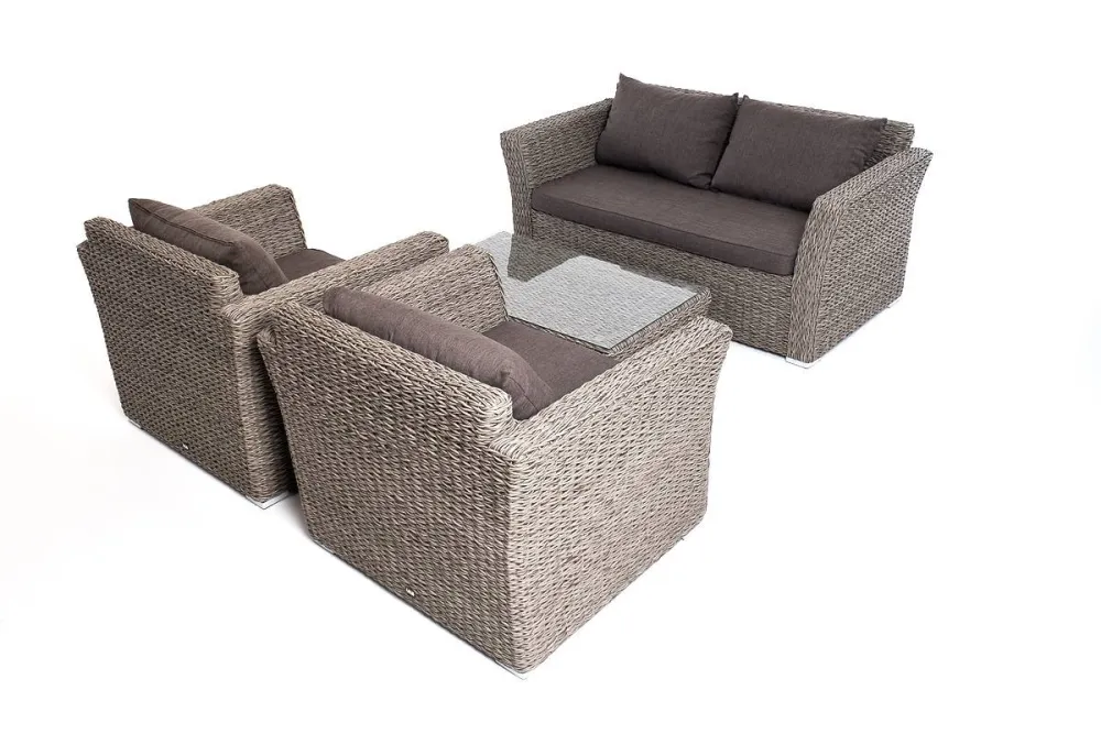 "Капучино сингл" лаунж-зона из искусственного ротанга (гиацинт), цвет серый