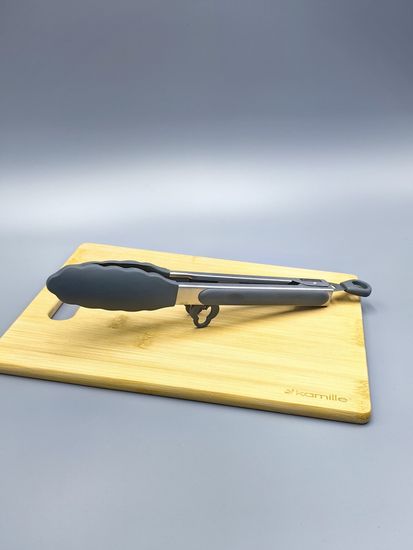 Щипцы силиконовые 23 см. Kamille КМ 7511 с ручками из нержавеющей стали