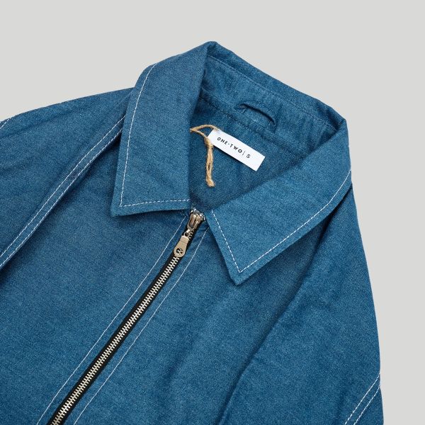 Куртка Zip-Up Shirt Jacket Denim Blue - фото 6