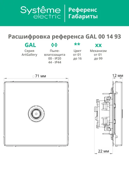 Антенна TV ArtGallery коннектор механизм базальт SE GAL001493