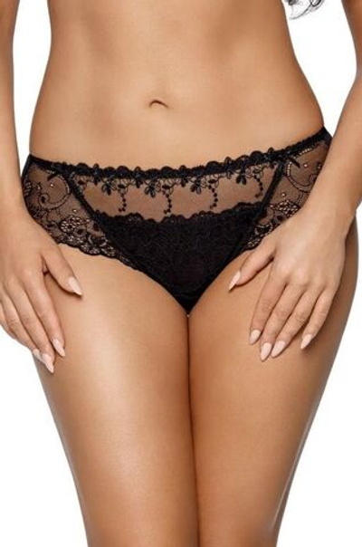 Трусы-слипы из эластичной ткани и кружева (Размер: L) (Цвет: черный)