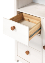 Шкаф пенал для ванной Паула из массива сосны, 2 двери 3 ящика, белый/черри