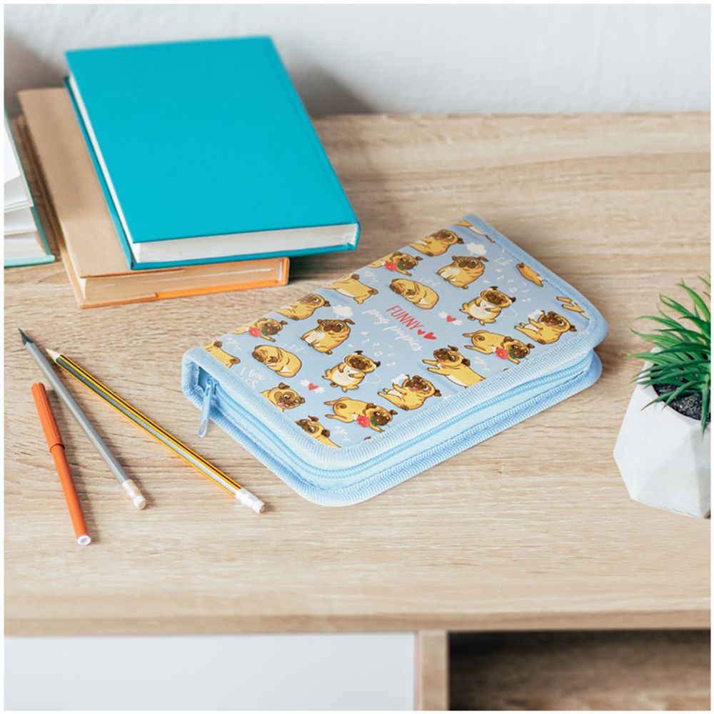 Пенал 1 отделение, 190*110 ArtSpace "Funny Pugs", ламинированный картон