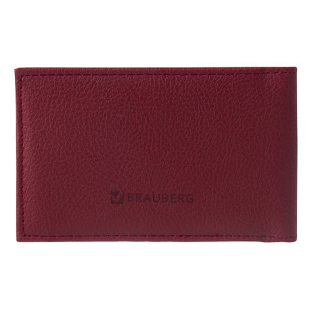 Визитница/кредитница однорядная BRAUBERG "Favorite", на 24 карты, под фактурную кожу, бордовая, 232293