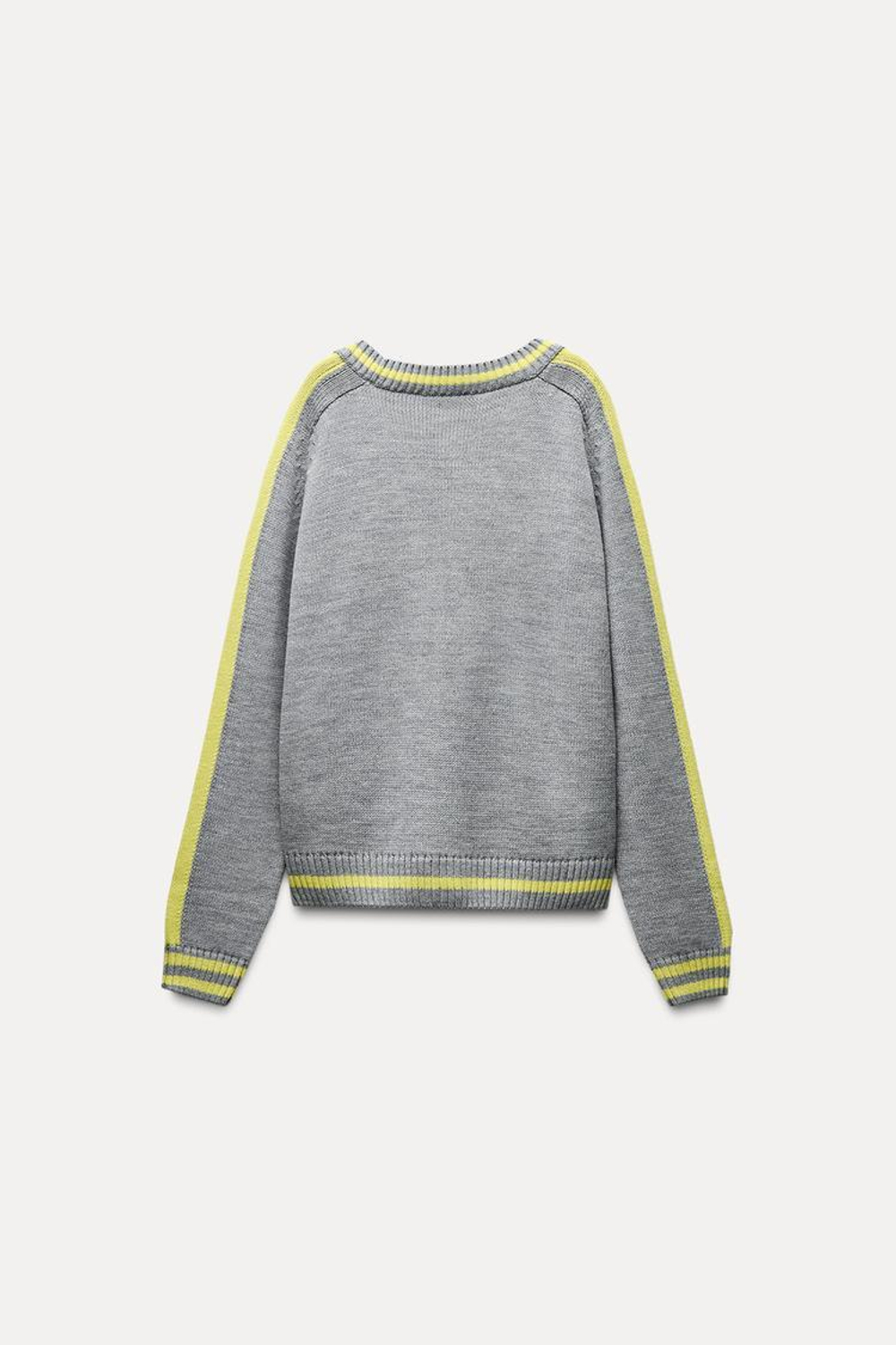 ZARA ТРИКОТАЖНЫЙ ЖАКЕТ С КАНТАМИ, СЕРЫЙ