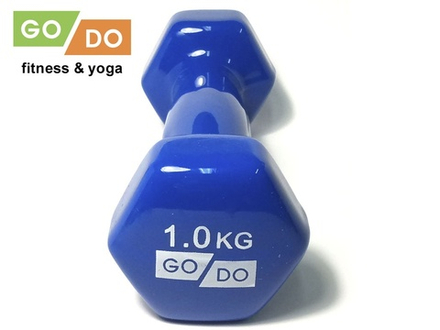 Гантель GO DO в виниловой оболочке.  Вес 1  кг.  (Синий)