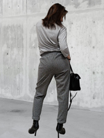 21402 Брюки женские классические джерси серая клетка (60-158)