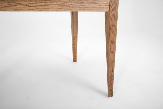 Стол Франк-М (дуб/нога светлый дуб с чёрной патиной/столешница керамика черный мрамор)