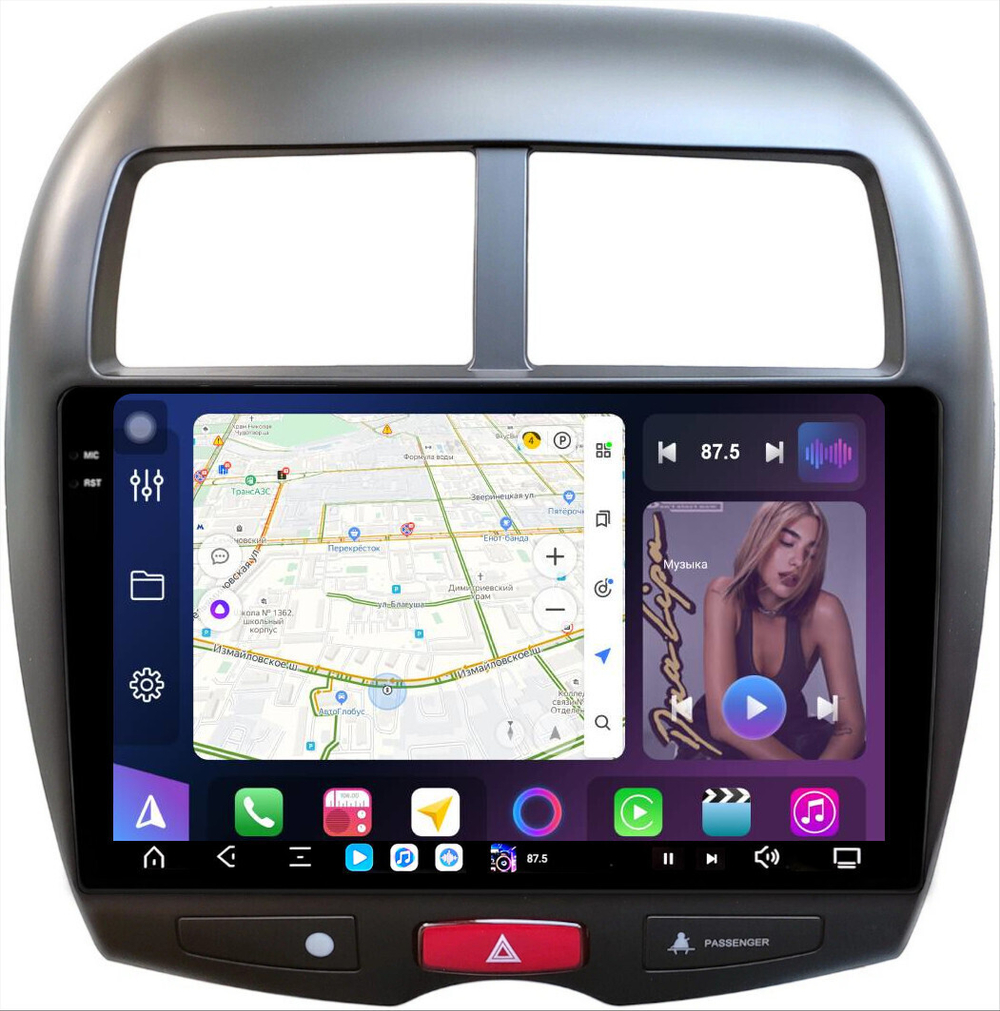 Магнитола для Mitsubishi ASX 2010-2016, Peugeot 4008, Citroen C4 Aircross - FarCar GX026M монитор 10.36" 2K QLED на Android 14, TS20, 6+128Гб, CarPlay, 4G SIM-слот