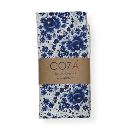 Полотенце COZA с принтом "Гжель", полулён, размер 40х70 см