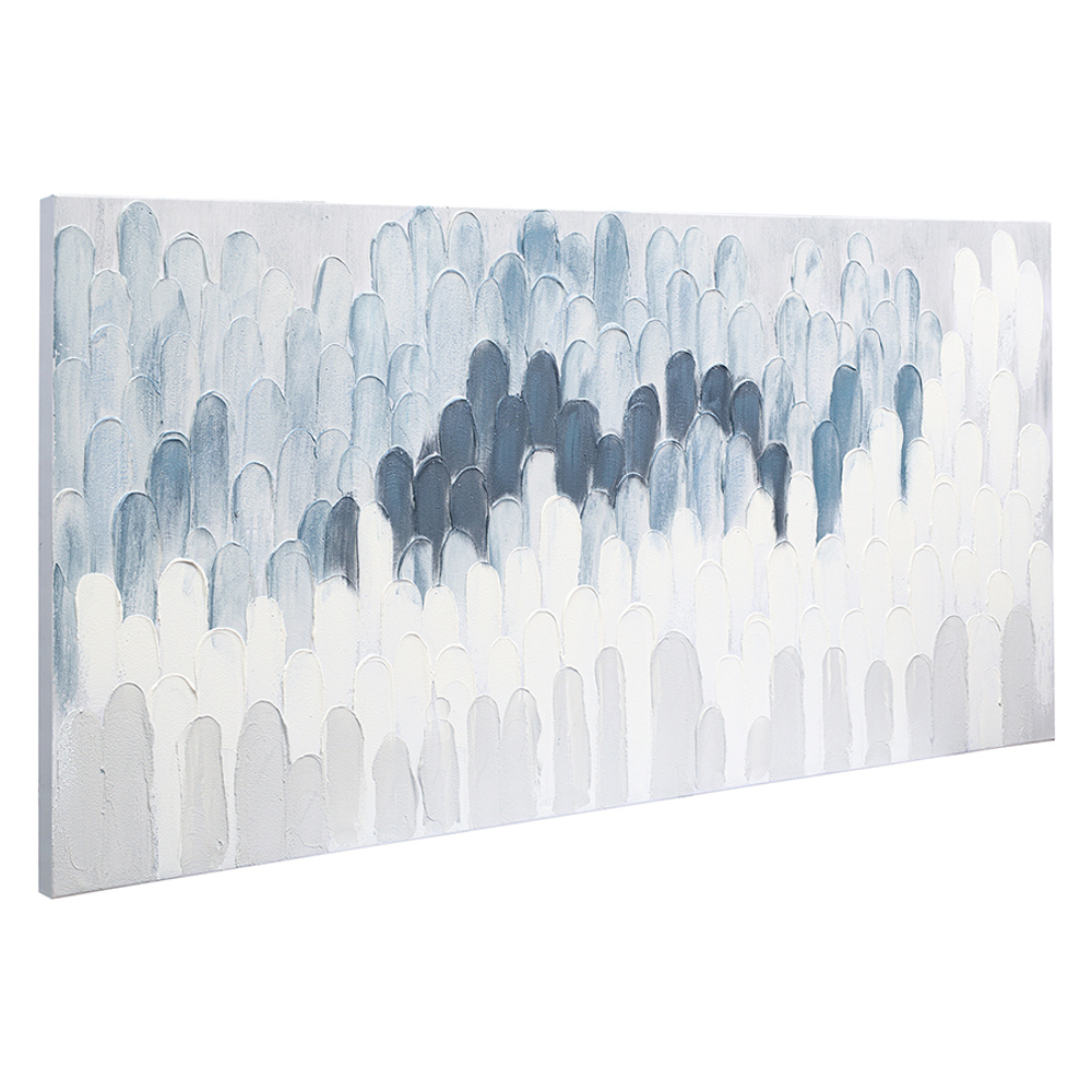 Панно декоративное с ручной росписью by feel, 140х70 см, серо-голубое