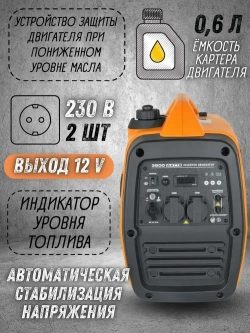 Генератор бензиновый CARVER PPG-4100IS, (Ручной стартер, 3.5 кВт, бак 8 л) / бензогенератор / резервное питание